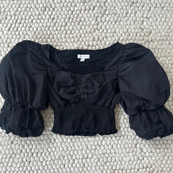 Topshop Tops - Topshop Black Puff Sleeve Blouse